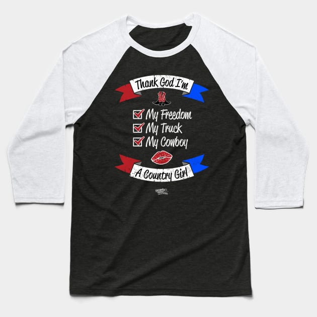 Thank God I'm A Country Girl Checklist Baseball T-Shirt by Reid Walley